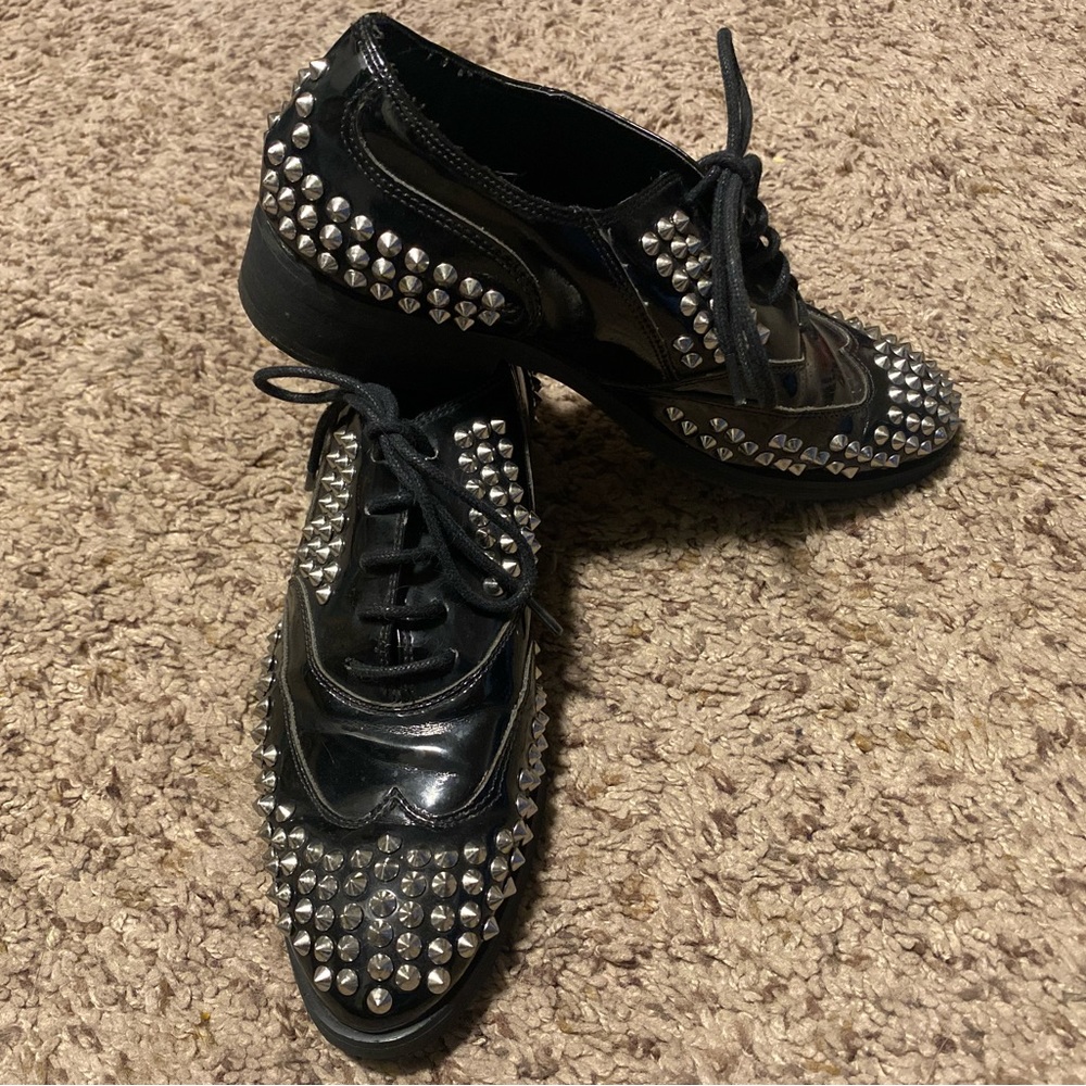 Truth Or Dare Black Studded Oxfords